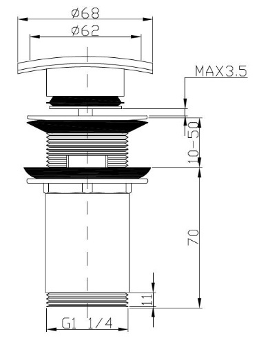 AKCES AXUS 15043 - KOREK KLIK-KLAK UMYWALKOWY KWADRATOWY 11/4'' MOSIĘŻNY CHROMOWY, Z PRZELEWEM AKCES AXUS 15043 - KOREK KLIK-KLAK UMYWALKOWY KWADRATOWY 11/4'' MOSIĘŻNY CHROMOWY, Z PRZELEWEM