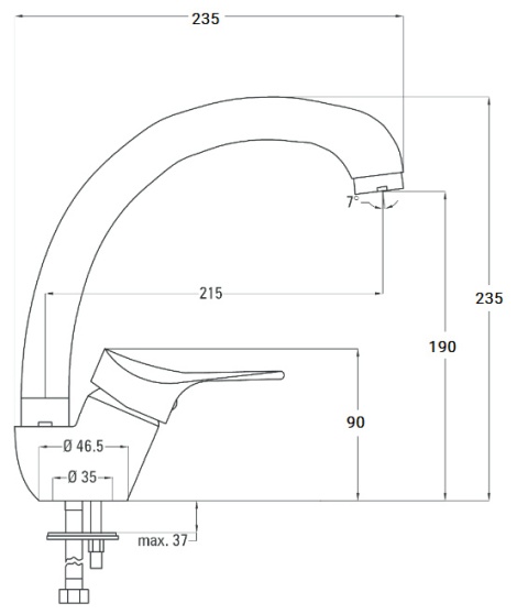 BATERIA ZLEWOZMYWAKOWA STOJĄCA WYSOKA WYLEWKA CHROM - ZXC 1100-8
