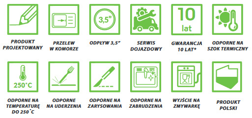 LAVEO KOMODO SBK 510A - ZLEWOZMYWAK GRANITOWY 1-KOMOROWY 58X49 CM Z KOŁMNIERZEM Z PRZODU SZARY LAVEO KOMODO SBK 510A - ZLEWOZMYWAK GRANITOWY 1-KOMOROWY 58X49 CM Z KOŁMNIERZEM Z PRZODU SZARY