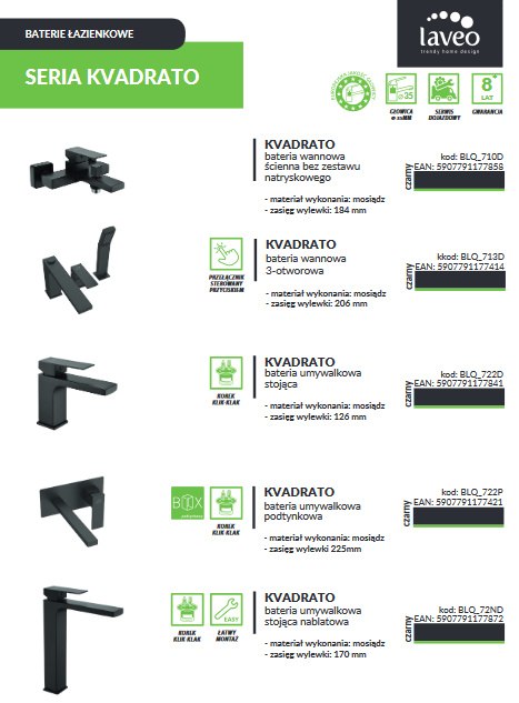 LAVEO KVADRATO BLQ 713D - BATERIA WANNOWA 3-OTWOROWA KWADRATOWA CZARNA LAVEO KVADRATO BLQ 713D - BATERIA WANNOWA 3-OTWOROWA KWADRATOWA CZARNA
