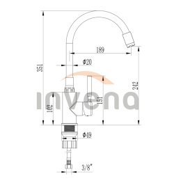 INVENA GLAMOUR BZ-02-L17 - BATERIA ZLEWOZMYWAKOWA STOJĄCA Z ELASTYCZNA WYLEWKA CZARNA ZŁOTA