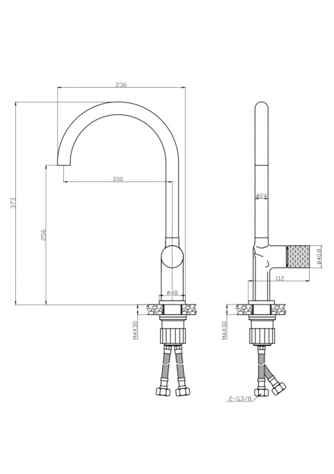 SEA-HORSE OVE BLACK BJV305B - BATERIA ZLEWOZMYWAKOWA STOJĄCA WYSOKA WYLEWKA, CZARNA SEA-HORSE OVE BLACK BJV305B - BATERIA ZLEWOZMYWAKOWA STOJĄCA WYSOKA WYLEWKA, CZARNA