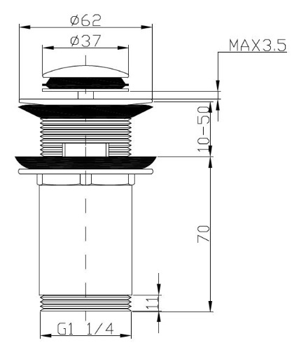 AKCES AXUS 15029 - KOREK KLIK-KLAK UMYWALKOWY 11/4'' MOSIĘŻNY CHROMOWY, Z PRZELEWEM AKCES AXUS 15029 - KOREK KLIK-KLAK UMYWALKOWY 11/4'' MOSIĘŻNY CHROMOWY, Z PRZELEWEM