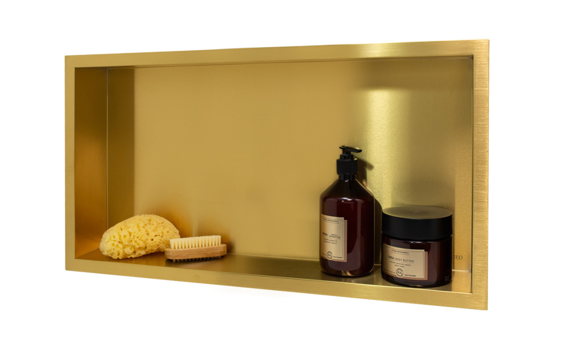 BALNEO WALL-BOX ONE GOLD 90X30X10 - PÓŁKA WNĘKOWA WBUDOWYWANA W ŚCIANĘ 90X30X10 CM, ZŁOTA BALNEO WALL-BOX ONE GOLD 90X30X10 - PÓŁKA WNĘKOWA WBUDOWYWANA W ŚCIANĘ 90X30X10 CM, ZŁOTA