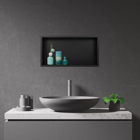 BALNEO WALL-BOX ONE BLACK 60X30X7 - PÓŁKA WNĘKOWA WBUDOWYWANA W ŚCIANĘ 60X30X7 CM, CZARNA BALNEO WALL-BOX ONE BLACK 60X30X7 - PÓŁKA WNĘKOWA WBUDOWYWANA W ŚCIANĘ 60X30X7 CM, CZARNA
