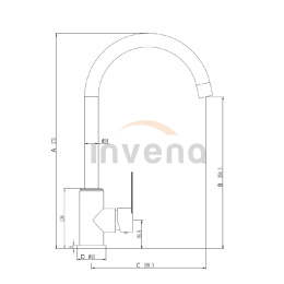 INVENA IRON BZ-53-L23 - BATERIA ZLEWOZMYWAKOWA STOJĄCA WYSOKA WYLEWKA STAL NIERDZEWNA, INOX