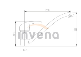 INVENA AVA NEW BZ-06-001 - BATERIA ZLEWOZMYWAKOWA STOJĄCA Z OBROTOWĄ WYLEWKĄ, CHROM