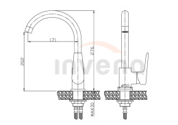 INVENA DOKOS BZ-19-001 - BATERIA ZLEWOZMYWAKOWA STOJĄCA WYSOKA WYLEWKA, CHROM