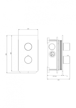 OMNIRES CONTOUR CT8036AT - BATERIA PRYSZNICOWA WANNOWA PODTYNKOWA TERMOSTATYCZNA ANTRACYT