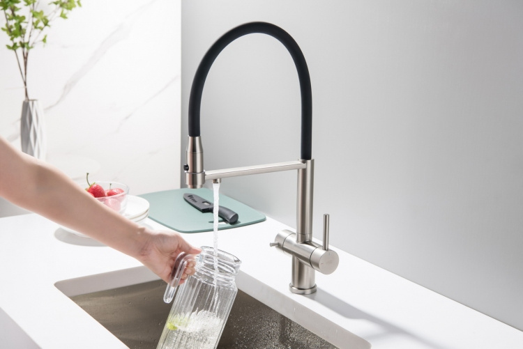 BLUE WATER TUSAR STAL - BATERIA KUCHENNA Z WYCIĄGANĄ WYLEWKĄ I PODŁĄCZENIEM DO FILTRA STAL BLUE WATER TUSAR STAL - BATERIA KUCHENNA Z WYCIĄGANĄ WYLEWKĄ I PODŁĄCZENIEM DO FILTRA STAL