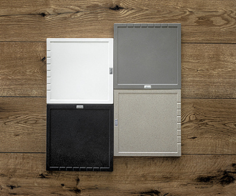 LAVEO HALVO OBA 601T - OCIEKACZ GRANITOWY BIAŁY MULTIFUNKCYJNY 35x35