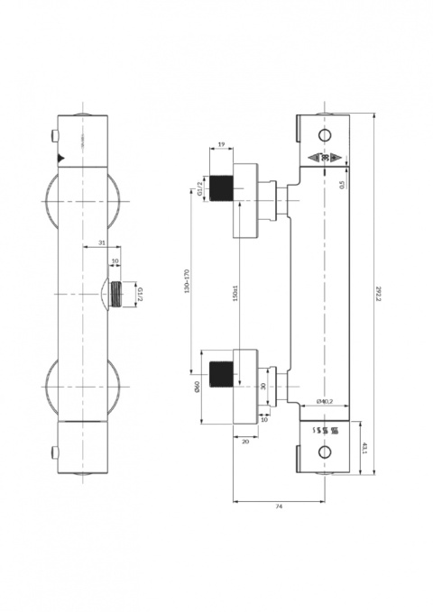 OMNIRES Y Y1246XCR - BATERIA PRYSZNICOWA TERMOSTATYCZNA ŚCIENNA CHROM OMNIRES Y Y1246XCR - BATERIA PRYSZNICOWA TERMOSTATYCZNA ŚCIENNA CHROM