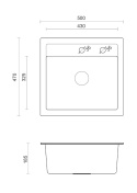 QUADRON JOHNNY 110 HCQJ5047CZK - ZLEWOZMYWAK 1-KOMOROWY GRANITOWY WPUSZCZANY 50x47 CM CZARNY Z SYFONEM