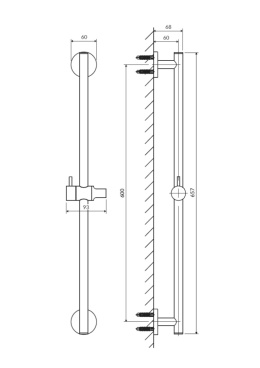 OMNIRES DR12CPB - DRĄŻEK PRYSZNICOWY MIEDŹ SZCZOTKOWANA STAL NIERDZEWNA 66CM