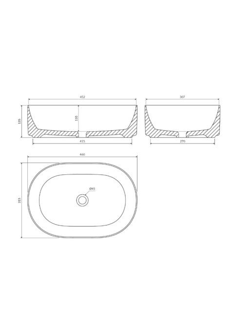 OMNIRES MESA MESA460BM - UMYWALKA NABLATOWA OWALNA 46x31 CM BIAŁY MAT OMNIRES MESA MESA460BM - UMYWALKA NABLATOWA OWALNA 46x31 CM BIAŁY MAT