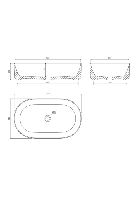 OMNIRES MESA MESA530BM - UMYWALKA NABLATOWA OWALNA 53x32 CM BIAŁY MAT OMNIRES MESA MESA530BM - UMYWALKA NABLATOWA OWALNA 53x32 CM BIAŁY MAT