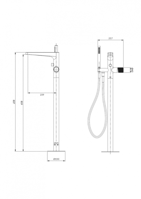 OMNIRES CONTOUR CT8033GLB - BATERIA WANNOWA WOLNOSTOJĄCA Z ZESTAWEM ZŁOTY SZCZOTKOWANY OMNIRES CONTOUR CT8033GLB - BATERIA WANNOWA WOLNOSTOJĄCA Z ZESTAWEM ZŁOTY SZCZOTKOWANY