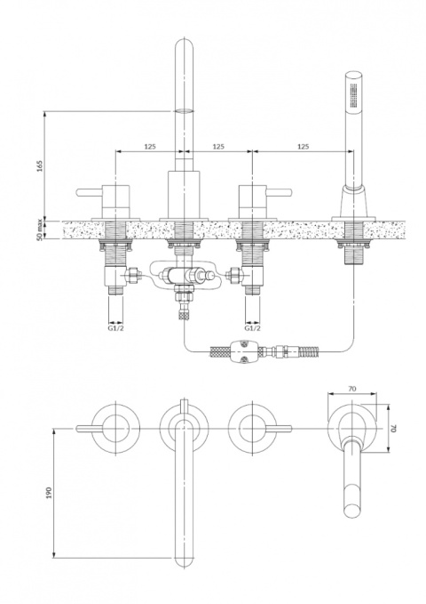 OMNIRES Y Y1232CPB - BATERIA WANNOWA 4-OTWOROWA STOJĄCA MIEDŹ SZCZOTKOWANA OMNIRES Y Y1232CPB - BATERIA WANNOWA 4-OTWOROWA STOJĄCA MIEDŹ SZCZOTKOWANA