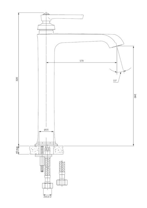 OMNIRES ARMANCE AM5213GL - BATERIA UMYWALKOWA NABLATOWA WYSOKA 32 CM STOJĄCA ZŁOTA OMNIRES ARMANCE AM5213GL - BATERIA UMYWALKOWA NABLATOWA WYSOKA 32 CM STOJĄCA ZŁOTA