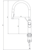 OMNIRES BEND BE6455BL - BATERIA ZLEWOZMYWAKOWA WYSOKA Z WYCIĄGANA WYLEWKĄ, CZRANA