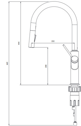 OMNIRES BEND BE6455BL - BATERIA ZLEWOZMYWAKOWA WYSOKA Z WYCIĄGANA WYLEWKĄ, CZRANA