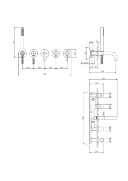 OMNIRES Y Y1237/1SBSB - BATERIA WANNOWA PODTYNKOWA 5-OTWOROWA MOSIĄDZ SZCZOTKOWANY