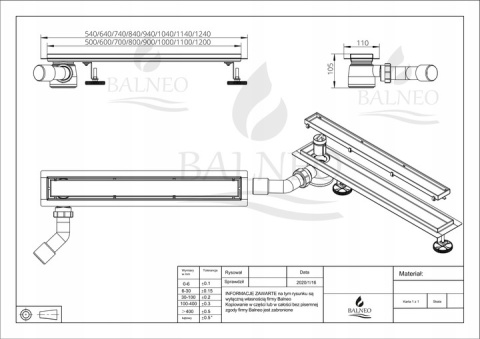 BALNEO SIDE-DRAIN 50 - ODPŁYW LINIOWY 50 CM DWUSTRONNY Z SYFONEM BOCZNYM OBROTOWYM BALNEO SIDE-DRAIN 50 - ODPŁYW LINIOWY 50 CM DWUSTRONNY Z SYFONEM BOCZNYM OBROTOWYM