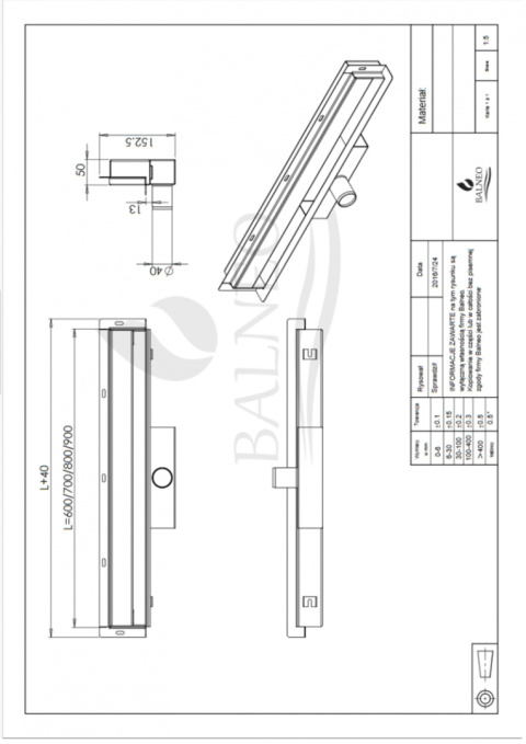 BALNEO W-DRAIN 60 - ODPŁYW LINIOWY ŚCIENNY 60CM DWUSTRONNY STAL NIERDZEWNA BALNEO W-DRAIN 60 - ODPŁYW LINIOWY ŚCIENNY 60CM DWUSTRONNY STAL NIERDZEWNA