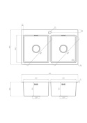 LAVEO MARMARA SAM 020T - ZLEWOZMYWAK STALOWY WPUSZCZANY 2-KOMOROWY Z SYFONEM 78X48 CM INOX