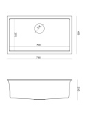 QUADRON LOGAN 110 HQD7644U1_BS_I - ZLEWOZMYWAK 1 KOMOROWY GRANITOWY WPUSZCZANY 76x44 Z SYFONEM BIAŁY