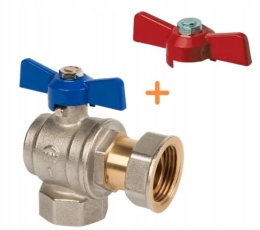 INVENA ZK-54-R20 - ZAWÓR KULOWY KĄTOWY PÓŁŚRUBUNEK NIEBIESKI CZERWONY MOTYL 3/4 DN20 GW