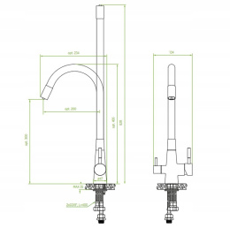 LAVEO RIVECO BRI 768D - BATERIA ZLEWOZMYWAKOWA Z PODŁĄCZENIEM FILTRA WODY Z ELASTYCZNĄ WYLEWKĄ INOX STAL SZCZOTKOWANA