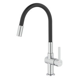 LAVEO ALITA BVA 762D - BATERIA ZLEWOZMYWAKOWA Z ELASTYCZNĄ WYLEWKĄ CHROM CZARNA 2-FUNKCYJNA