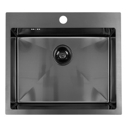 LAVEO MALAWI SLM 510T - ZLEWOZMYWAK STALOWY WPUSZCZANY Z OTWOREM 1-KOMOROWY 58X50 CM GRAFIT