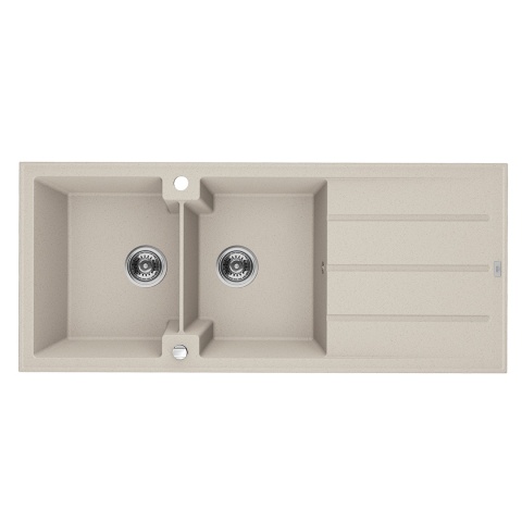 LAVEO CANARIA SPC 421T - ZLEWOZMYWAK GRANITOWY 2-KOMOROWY Z OCIEKACZEM 116X50 CM BEŻOWY