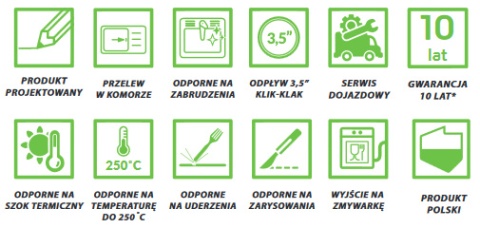 LAVEO CHICHI SBH 411Y - ZLEWOZMYWAK GRANITOWY 1-KOMOROWY Z OCIEKACZEM 48X74 CM BEŻOWY