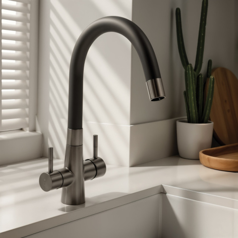 LAVEO MALAWI SLMA010F - ZLEWOZMYWAK STALOWY WPUSZCZANY Z BATERIĄ FILTRUJĄCĄ WODĘ 1-KOMOROWY 58X50 CM INOX Z SYFONEM LAVEO MALAWI SLMA010F - ZLEWOZMYWAK STALOWY WPUSZCZANY Z BATERIĄ FILTRUJĄCĄ WODĘ 1-KOMOROWY 58X50 CM INOX Z SYFONEM