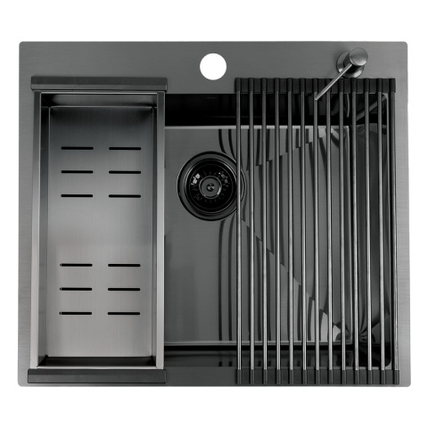 LAVEO MALAWI SLMA510D - ZLEWOZMYWAK STALOWY WPUSZCZANY Z AKCESORIAMI DOZOWNIK ROLLMATA 1-KOMOROWY 58X50 CM GRAFIT Z SYFONEM LAVEO MALAWI SLMA510D - ZLEWOZMYWAK STALOWY WPUSZCZANY Z AKCESORIAMI DOZOWNIK ROLLMATA 1-KOMOROWY 58X50 CM GRAFIT Z SYFONEM