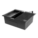 LAVEO MALAWI SLMA510D - ZLEWOZMYWAK STALOWY WPUSZCZANY Z AKCESORIAMI DOZOWNIK ROLLMATA 1-KOMOROWY 58X50 CM GRAFIT Z SYFONEM