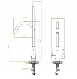 LAVEO RIVECO BRI G68D - BATERIA ZLEWOZMYWAKOWA Z PODŁĄCZENIEM FILTRA WODY Z ELASTYCZNĄ WYLEWKĄ ZŁOTY SZCZOTKOWANY