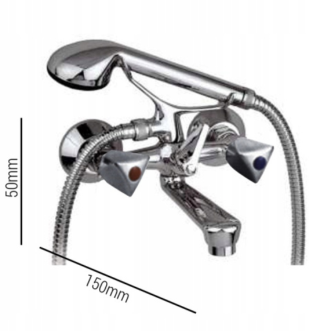 ZXC 4900-3 - BATERIA WANNOWA DWUCHWYTOWA NA POKRĘTŁA Z ZESTAWEM PRYSZNICOWYM MOSIĄDZ ZXC 4900-3 - BATERIA WANNOWA DWUCHWYTOWA NA POKRĘTŁA Z ZESTAWEM PRYSZNICOWYM MOSIĄDZ