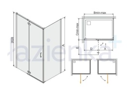 SANPLAST KNDJ2/FREEII - KABINA NATRYSKOWA 80x90 PROSTOKĄTNA DRZWI UCHYLNE SKRZYDŁOWE SZKŁO 6MM