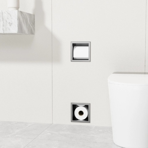 BALNEO WALL-BOX PAPER 2 GUN METAL - UCHWYT NA PAPIER WBUDOWYWANY W ŚCIANĘ Z MAGAZYNKIEM, GRAFIT