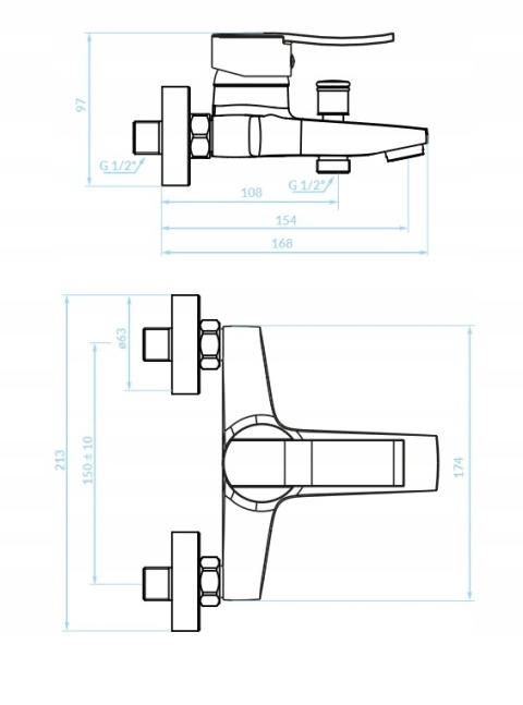 BATERIA WANNOWA ŚCIENNA CZARNA KUCHINOX MADERA BQM 710D