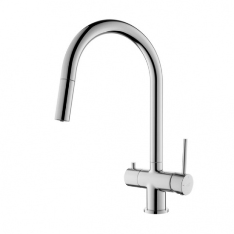 BLUE WATER CYRUS 4-DROŻNA CHROM - BATERIA ZLEWOZMYWAKOWA Z PODŁĄCZENIEM DO FILTRA Z WYCIĄGANĄ WYLEWKĄ CHROM