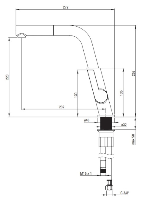 DEANTE SILIA BQS D73M - BATERIA KUCHENNA STOJĄCA Z WYCIĄGANĄ WYLEWKĄ TITANIUM