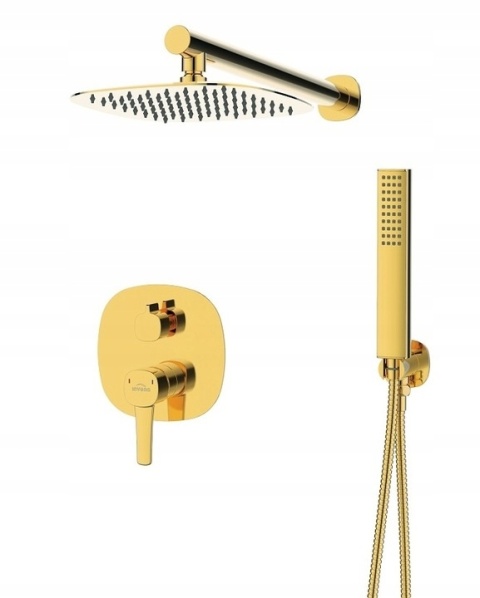 INVENA GLAMOUR BS-02-0K9 - ZESTAW PRYSZNICOWY PODTYNKOWY ZŁOTY Z BATERIĄ KOMPLET