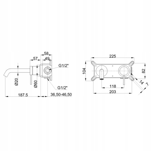 INVENA KALITEA BP-72-U01 - BATERIA UMYWALKOWA PODTYNKOWA CHROM Z BOXEM KOMPLET
