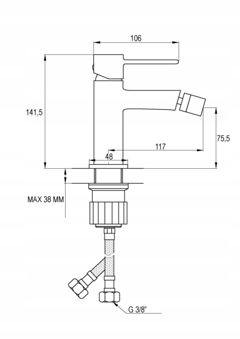 INVENA GLAMOUR BB-02-009 - BATERIA BIDETOWA Z KORKIEM KLIK KLAK STOJĄCA ZŁOTA
