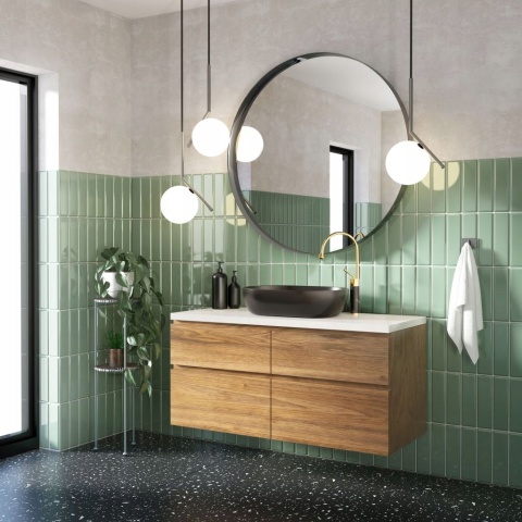 INVENA GABRO BU-33-W17 - BATERIA UMYWALKOWA WYSOKA Z RUCHOMĄ WYLEWKĄ ZŁOTA CZARNA